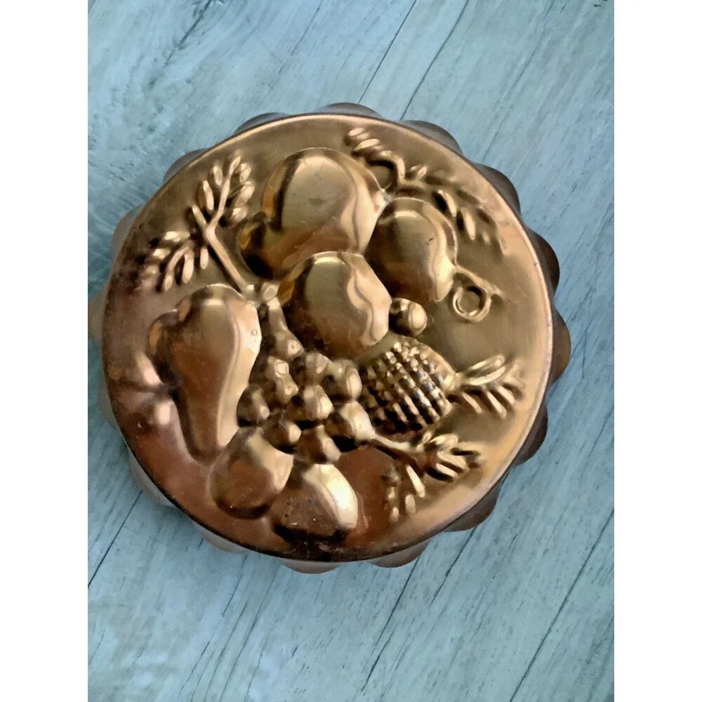 Tagus Portugal Copper Fruit Mold Tin Cake Jelly Lined Cordon Bleu Mold Italy Set